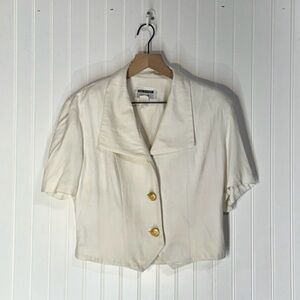 VTG Lois Snyder Dani Max Cropped Blazer 10 Gold Buttons Union Made USA Old Money